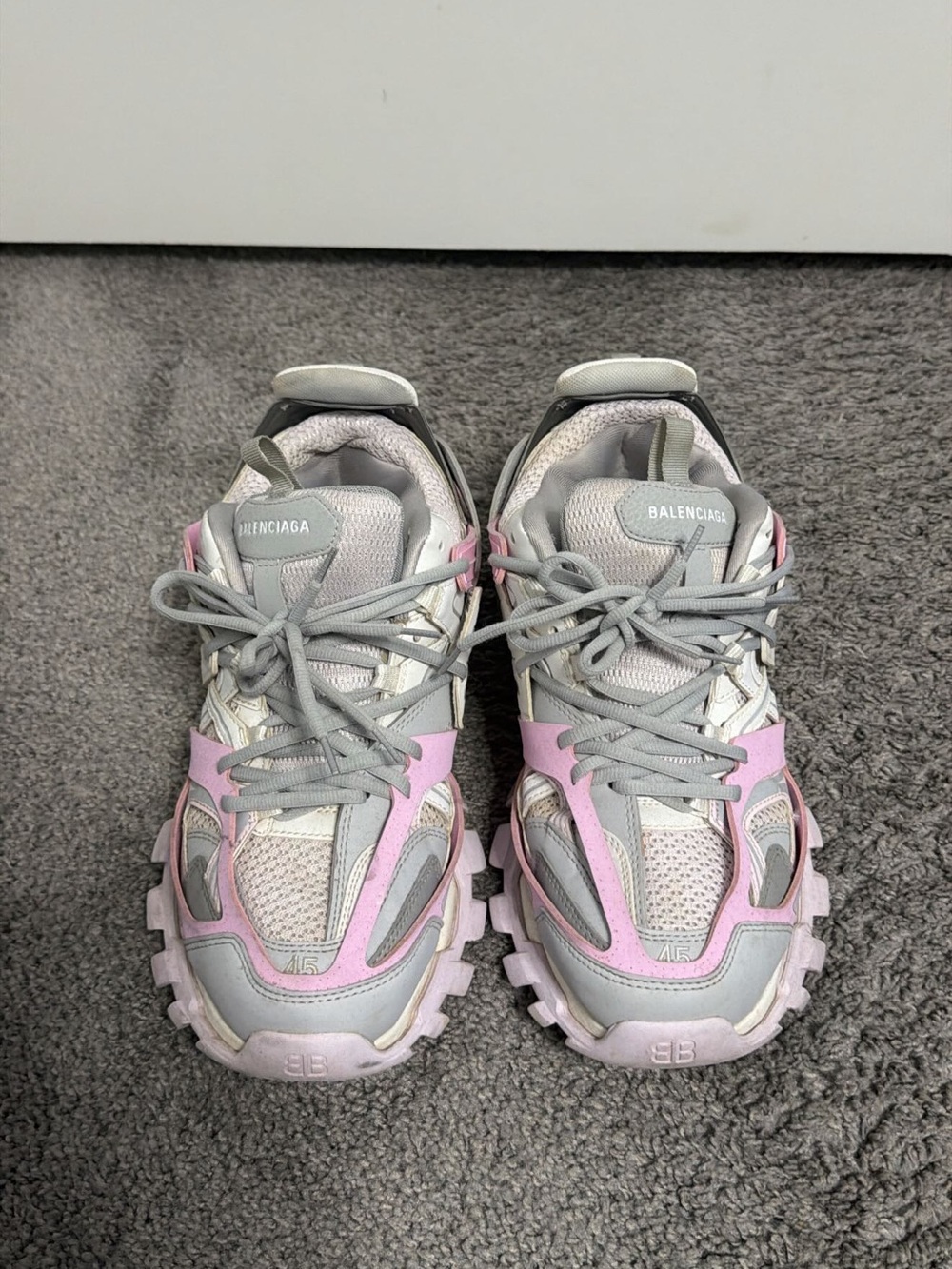 Pink white and grey balenciaga tracks